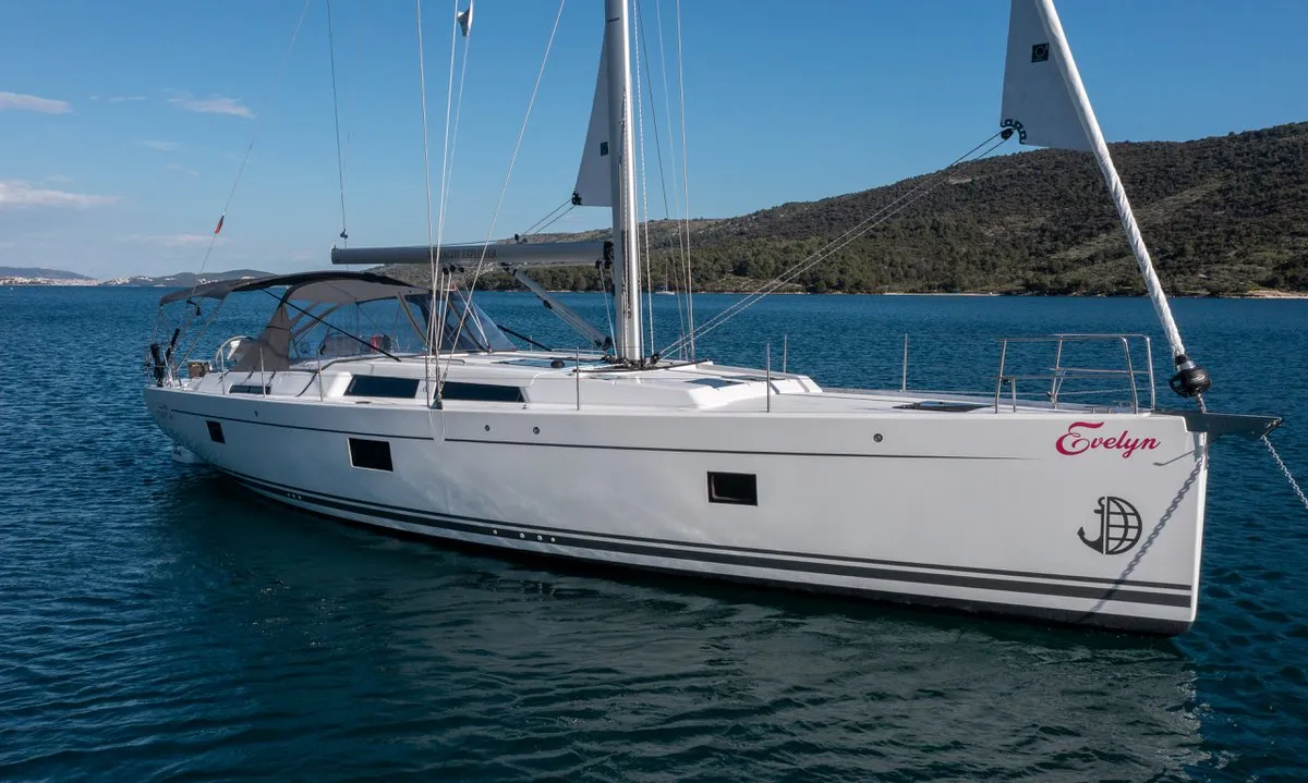 Exterior view of Evelyn, a Hanse 508 sailboat at Seget Donji, Croatia