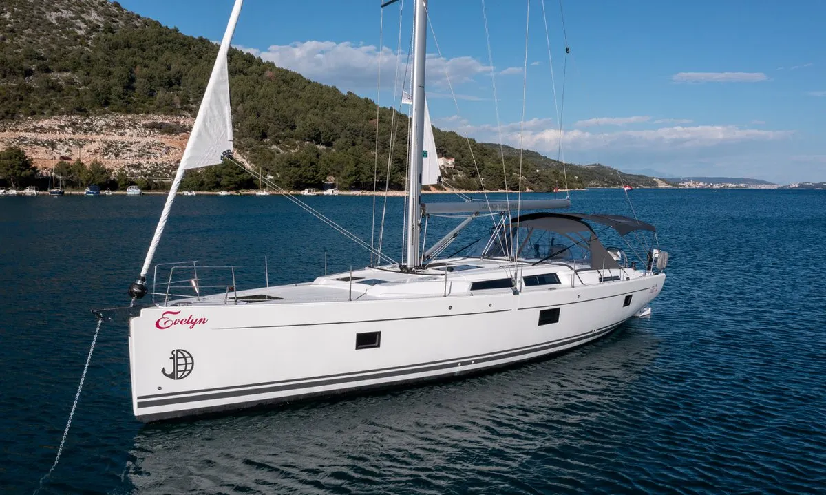 Exterior view of Evelyn, a Hanse 508 sailboat at Seget Donji, Croatia