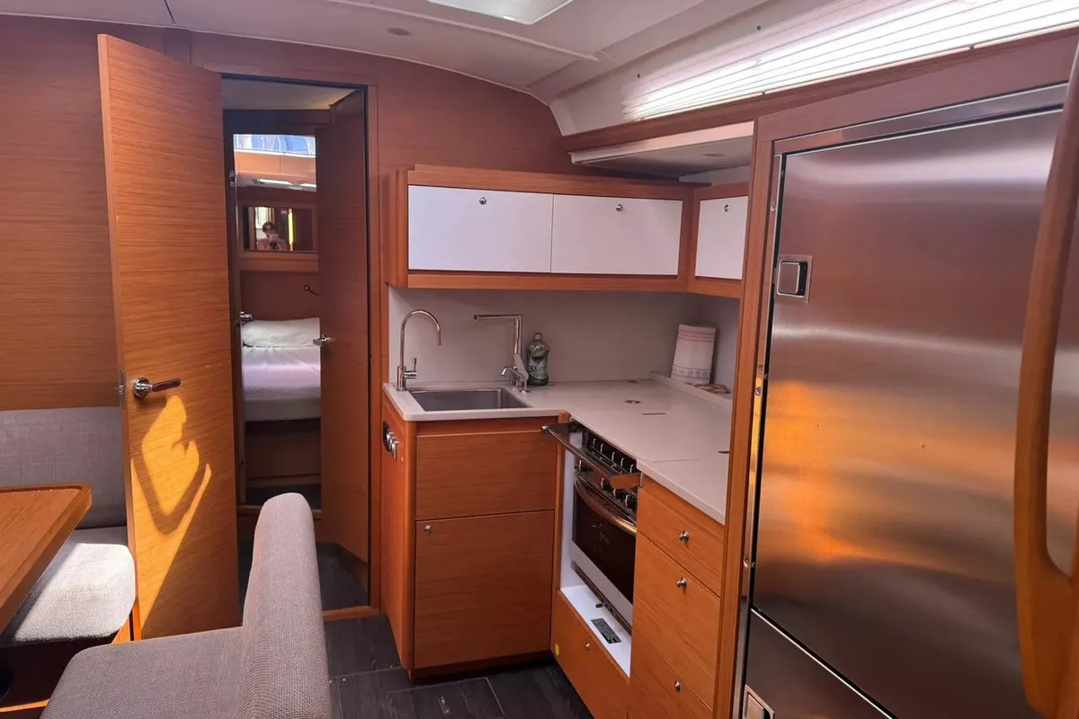 Galley of Scruscio du Mari, a Dufour 470 sailboat at Procida, Italy