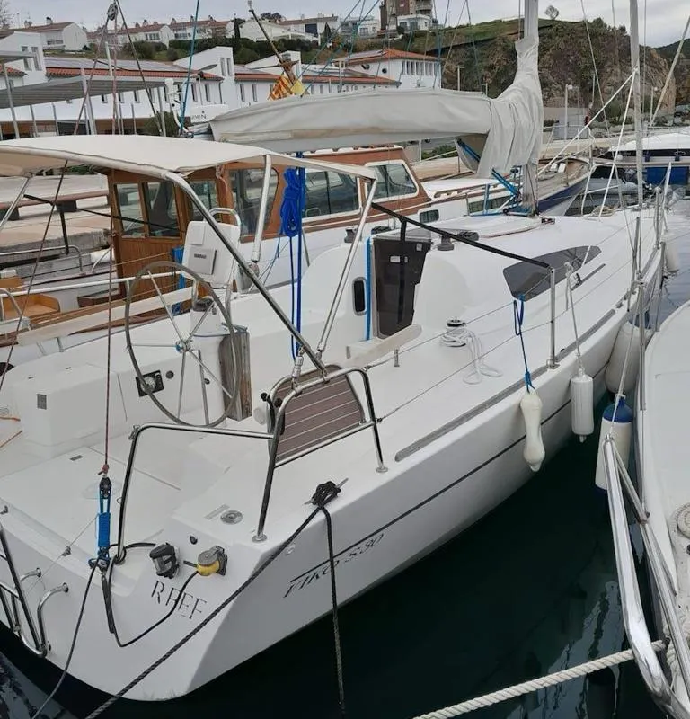 Exterior view of Galaia, a Viko S 30 sailboat at Sitges, Spain