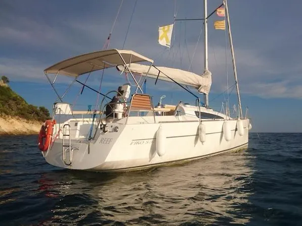 Exterior view of Galaia, a Viko S 30 sailboat at Sitges, Spain