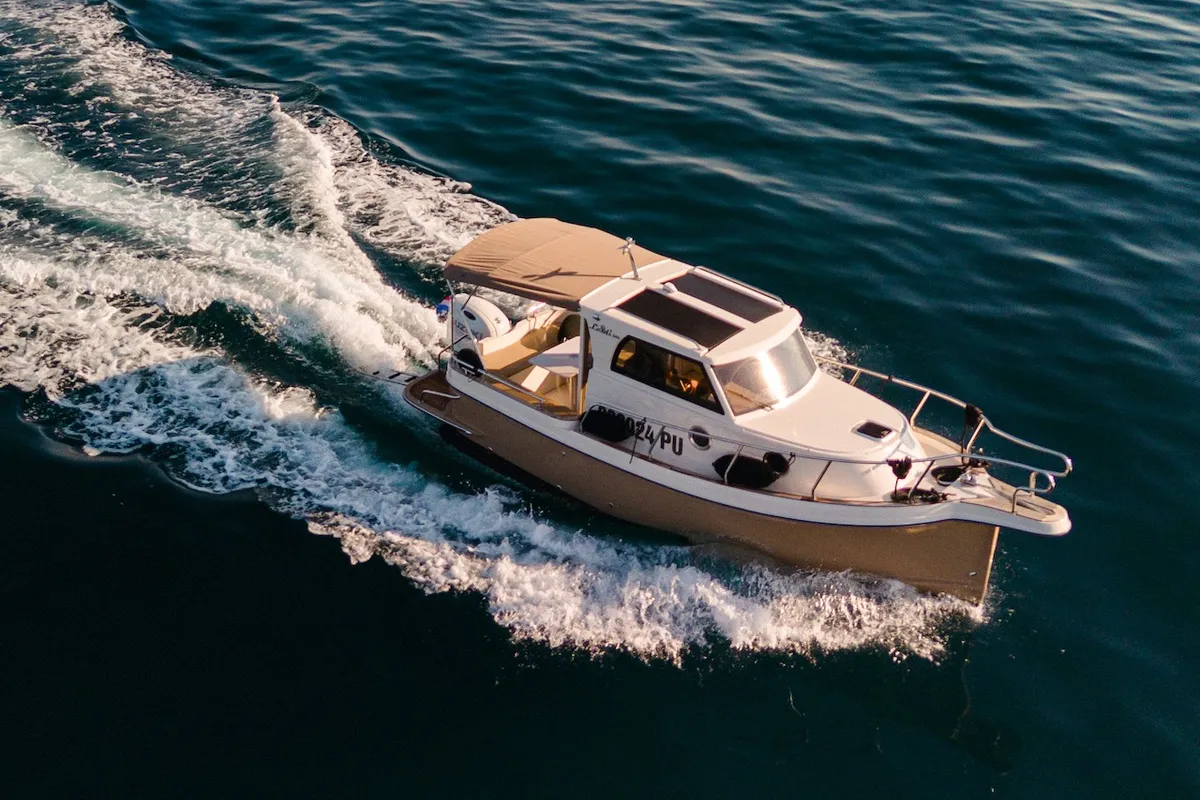 Exterior view of H2, a Leidi 660 motorboat at Pula, Croatia