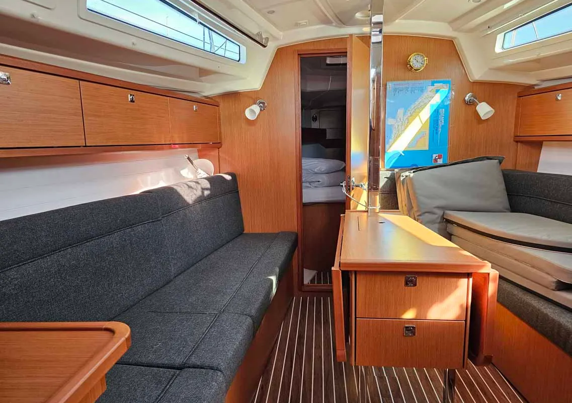 Salon of Suleika, a Bavaria Cruiser 34 sailboat at Punat, Croatia