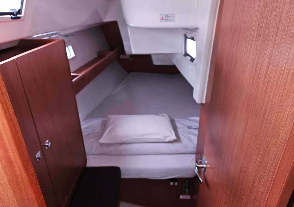 Cabin on Suleika, a Bavaria Cruiser 34 sailboat at Punat, Croatia