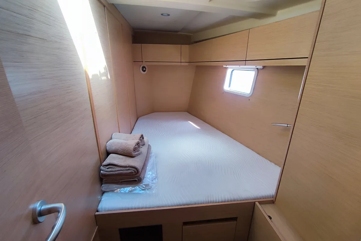 Cabin on Change of Seasons, a Hanse 508 sailboat at Lavrion, Greece