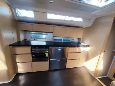 Galley of Change of Seasons, a Hanse 508 sailboat at Lavrion, Greece