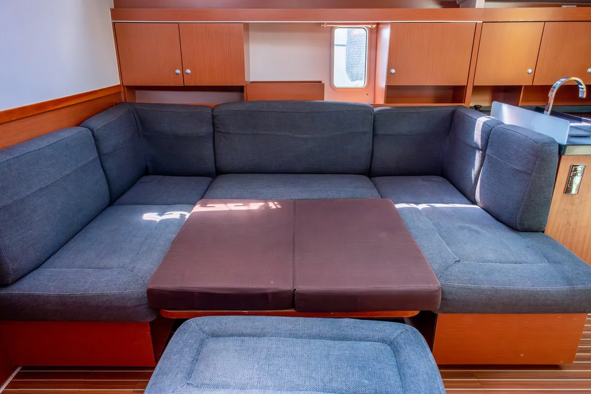 Salon of Draco, a Hanse 445 sailboat at Fethiye, Turkey