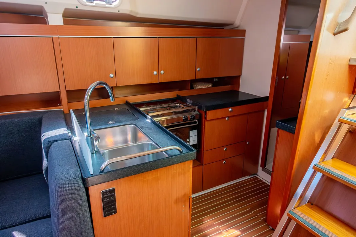 Galley of Draco, a Hanse 445 sailboat at Fethiye, Turkey