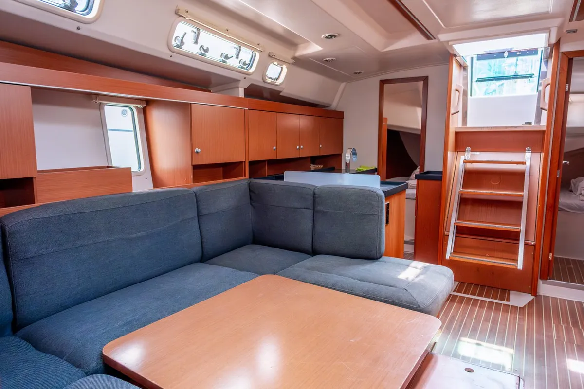 Salon of Draco, a Hanse 445 sailboat at Fethiye, Turkey