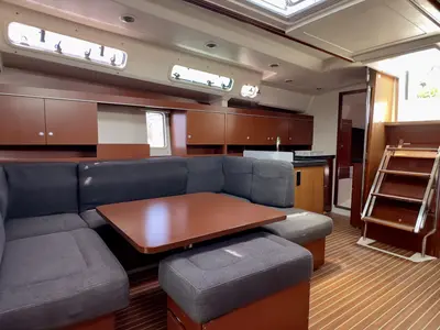Salon of Draco, a Hanse 445 sailboat at Fethiye, Turkey
