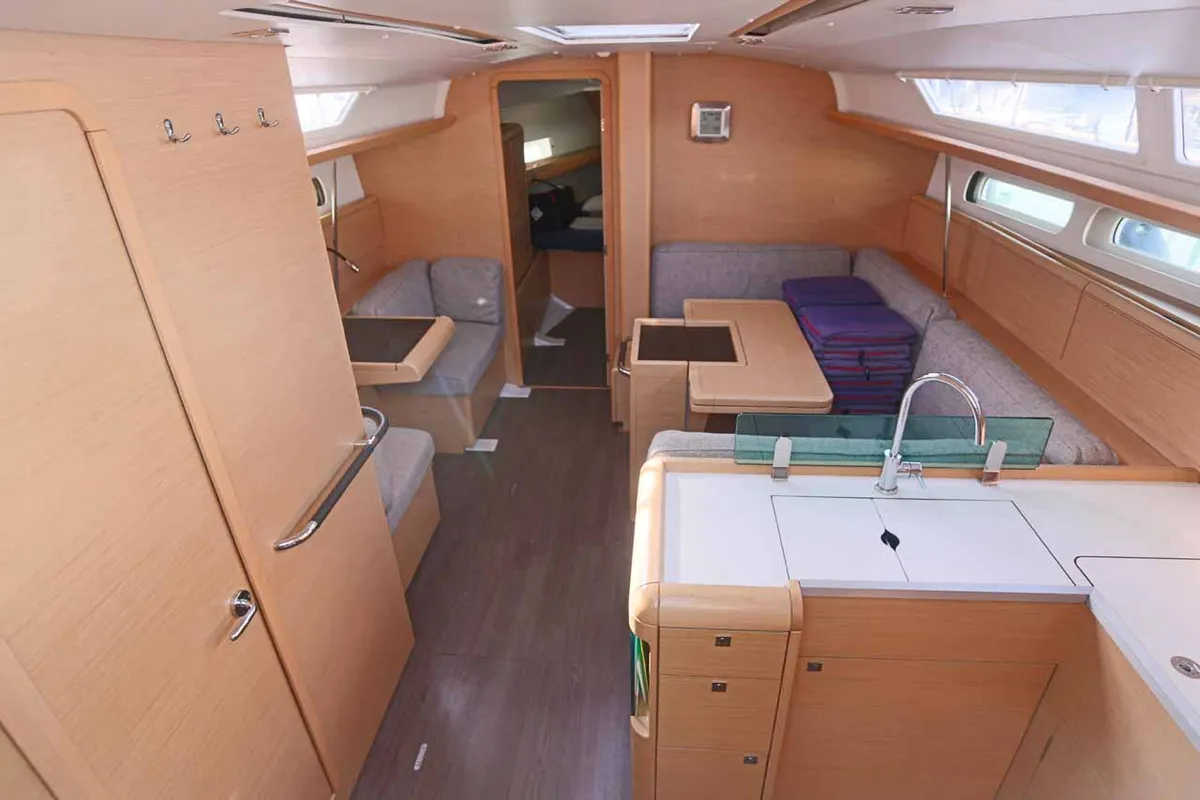 Salon of Sunny, a Jeanneau Sun Odyssey 419 sailboat at Palma de Mallorca, Spain