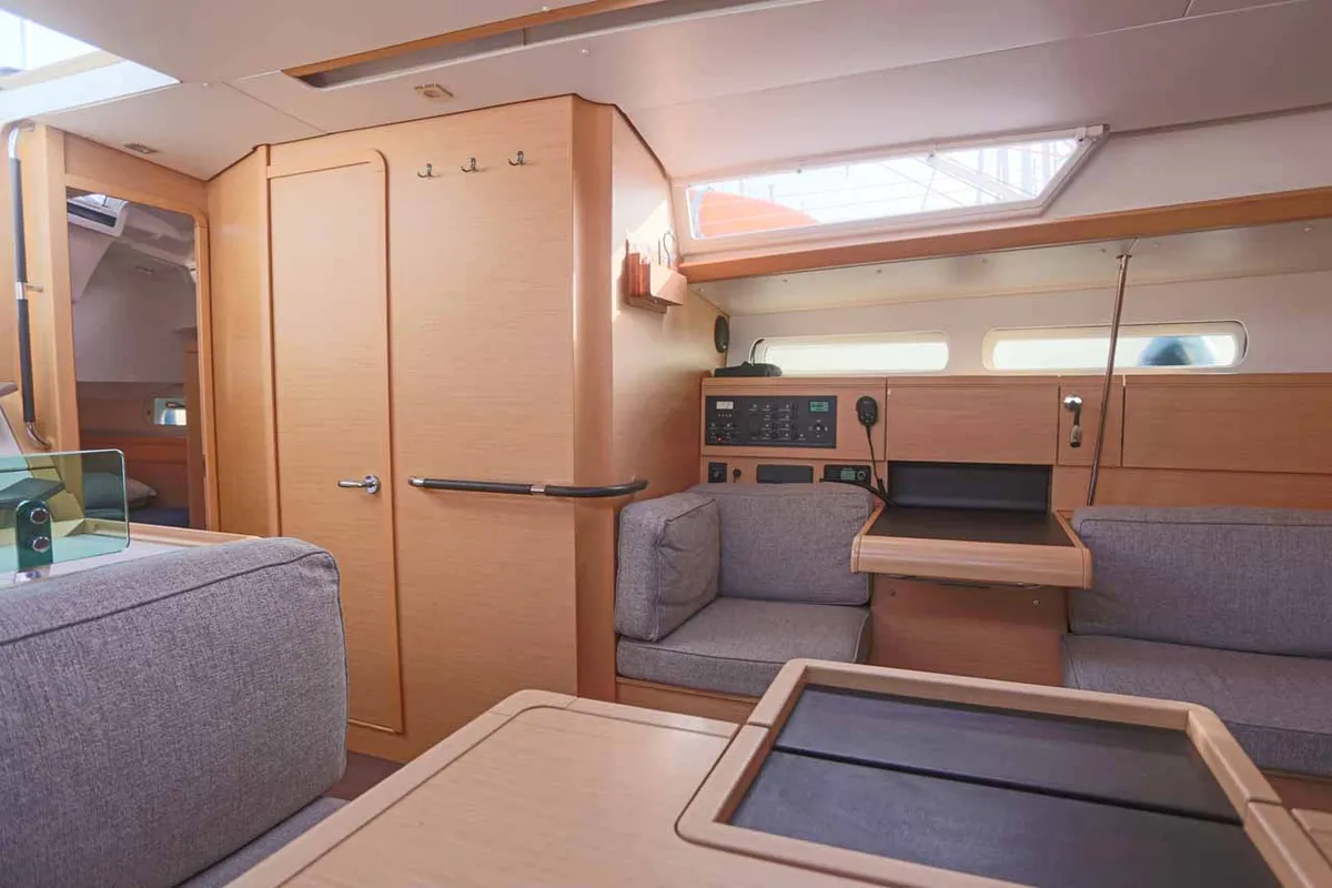 Salon of Sunny, a Jeanneau Sun Odyssey 419 sailboat at Palma de Mallorca, Spain