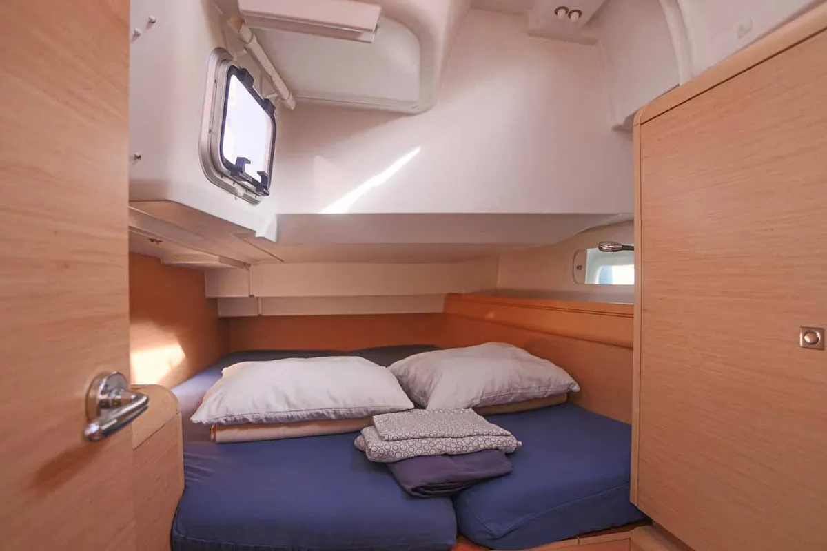 Cabin on Sunny, a Jeanneau Sun Odyssey 419 sailboat at Palma de Mallorca, Spain