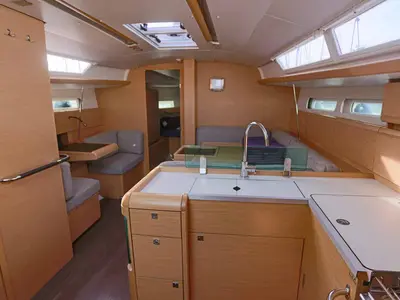Galley of Sunny, a Jeanneau Sun Odyssey 419 sailboat at Palma de Mallorca, Spain