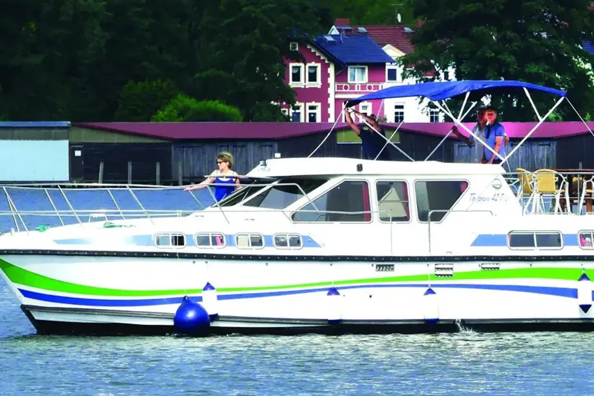 Exterior view of Aphrodite, a Gulet Tarpon 42 TP motorboat at Lübz, Germany