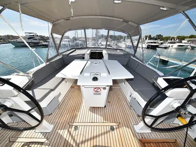 Cockpit of Antonela M, a Beneteau Oceanis 46.1 sailboat at Zadar, Croatia