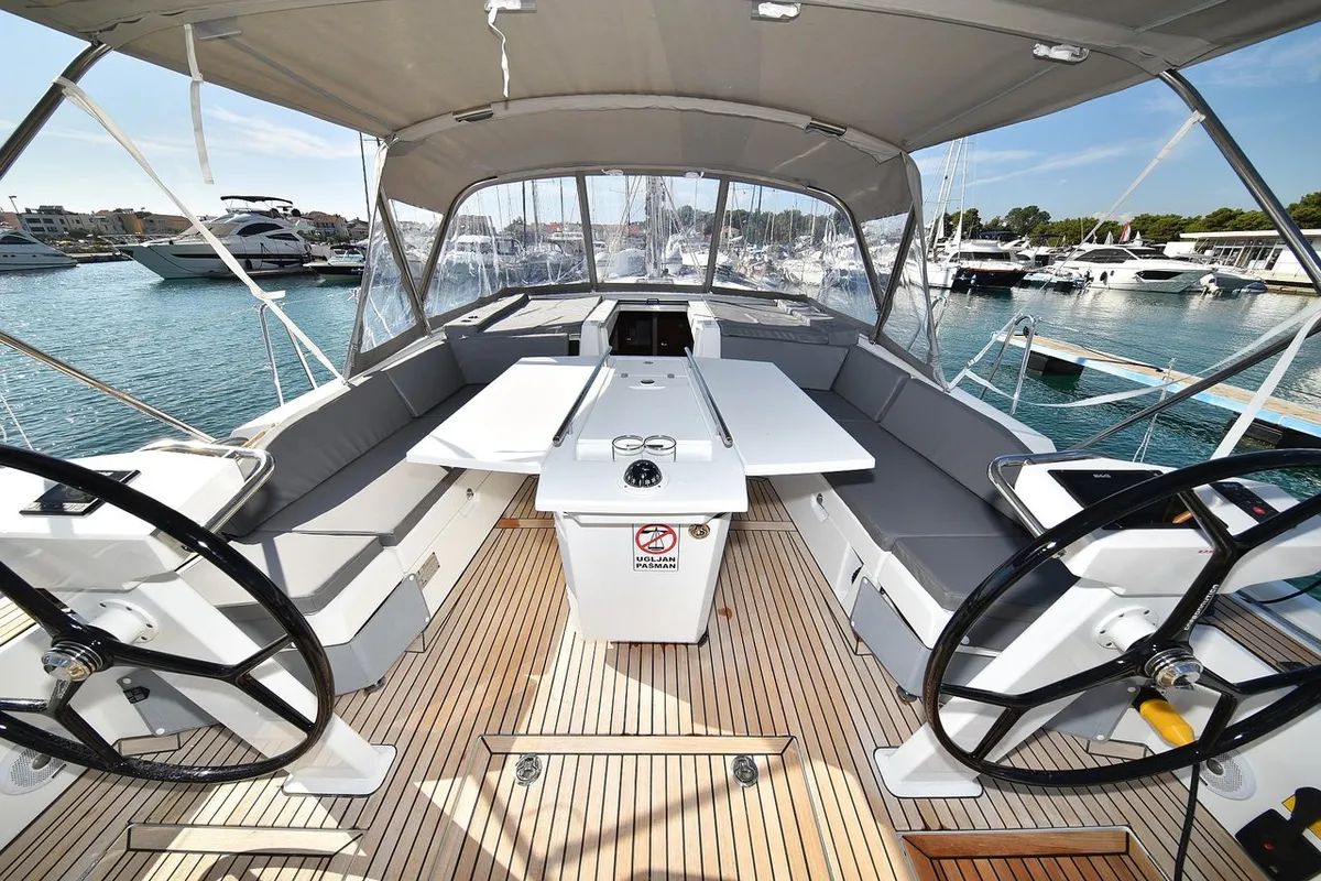 Cockpit of Antonela M, a Beneteau Oceanis 46.1 sailboat at Zadar, Croatia