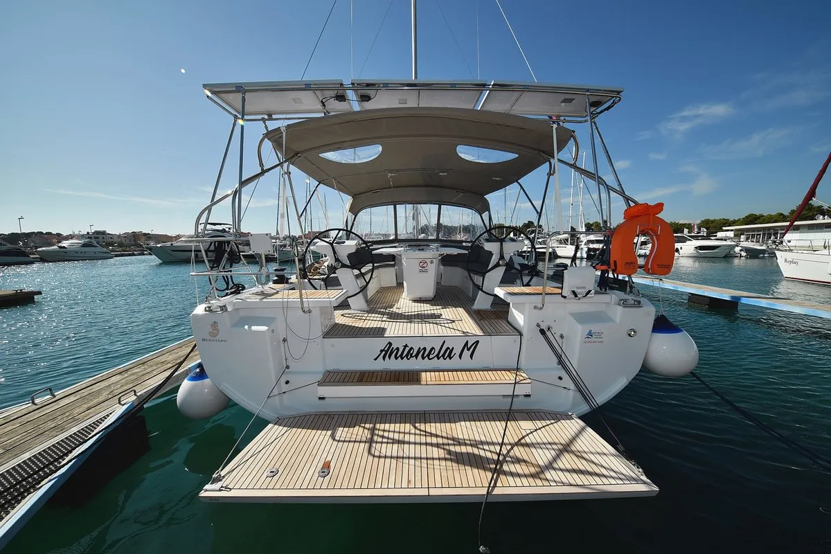 Exterior view of Antonela M, a Beneteau Oceanis 46.1 sailboat at Zadar, Croatia