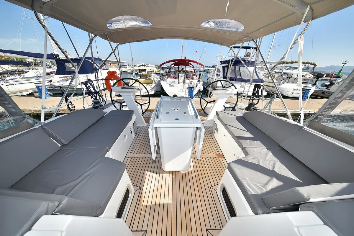 Deck of Antonela M, a Beneteau Oceanis 46.1 sailboat at Zadar, Croatia