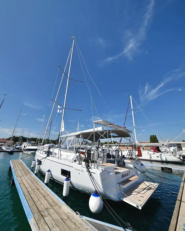 Exterior view of Antonela M, a Beneteau Oceanis 46.1 sailboat at Zadar, Croatia