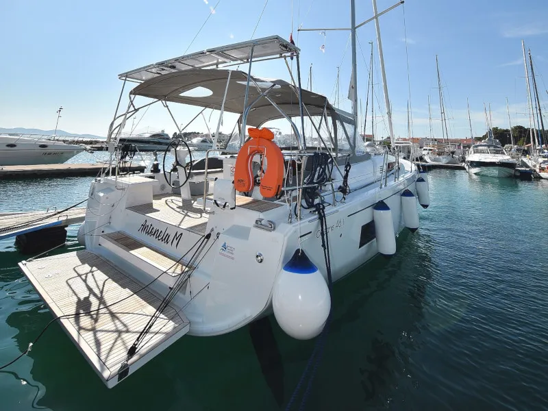 Exterior view of Antonela M, a Beneteau Oceanis 46.1 sailboat at Zadar, Croatia