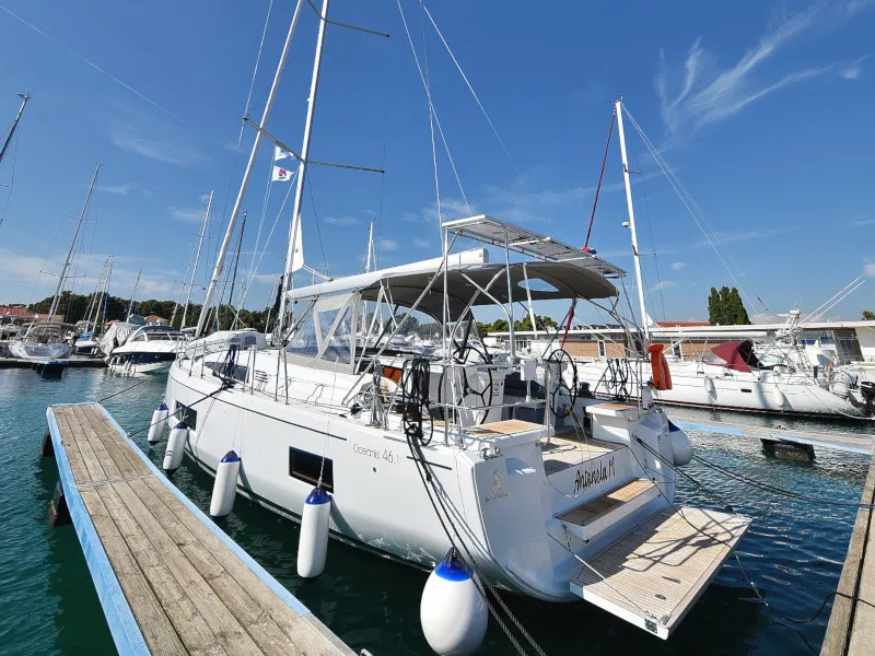 Exterior view of Antonela M, a Beneteau Oceanis 46.1 sailboat at Zadar, Croatia
