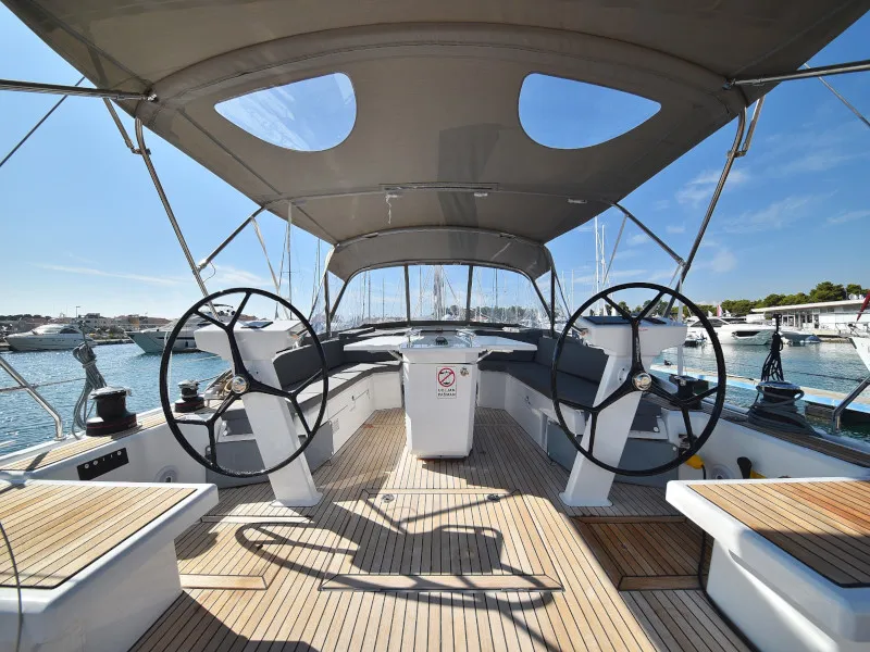 Cockpit of Antonela M, a Beneteau Oceanis 46.1 sailboat at Zadar, Croatia