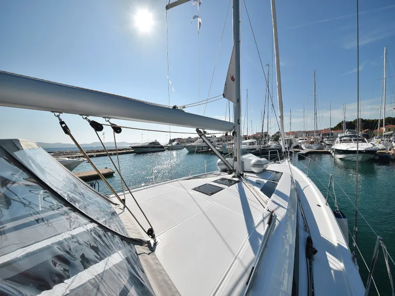Deck of Antonela M, a Beneteau Oceanis 46.1 sailboat at Zadar, Croatia