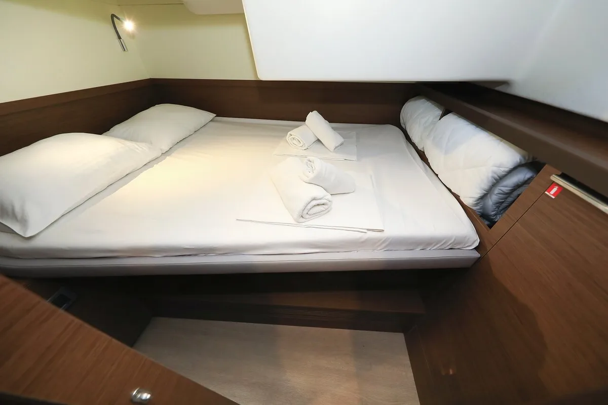 Cabin on Lux, a Lagoon 50 catamaran at Sukošan, Croatia