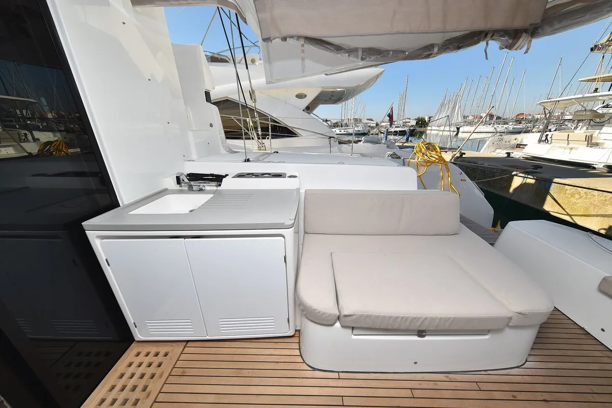 Deck of Lux, a Lagoon 50 catamaran at Sukošan, Croatia