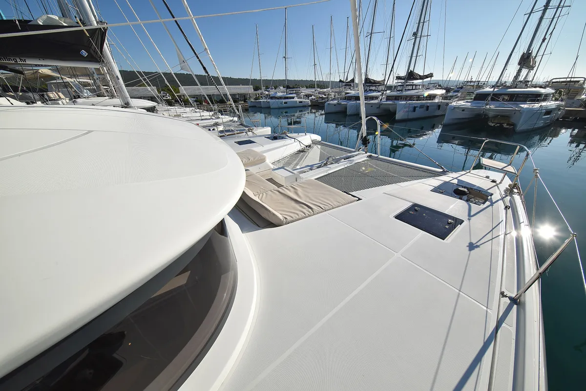 Deck of Lux, a Lagoon 50 catamaran at Sukošan, Croatia