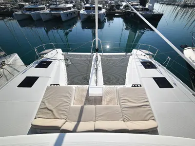 Deck of Lux, a Lagoon 50 catamaran at Sukošan, Croatia