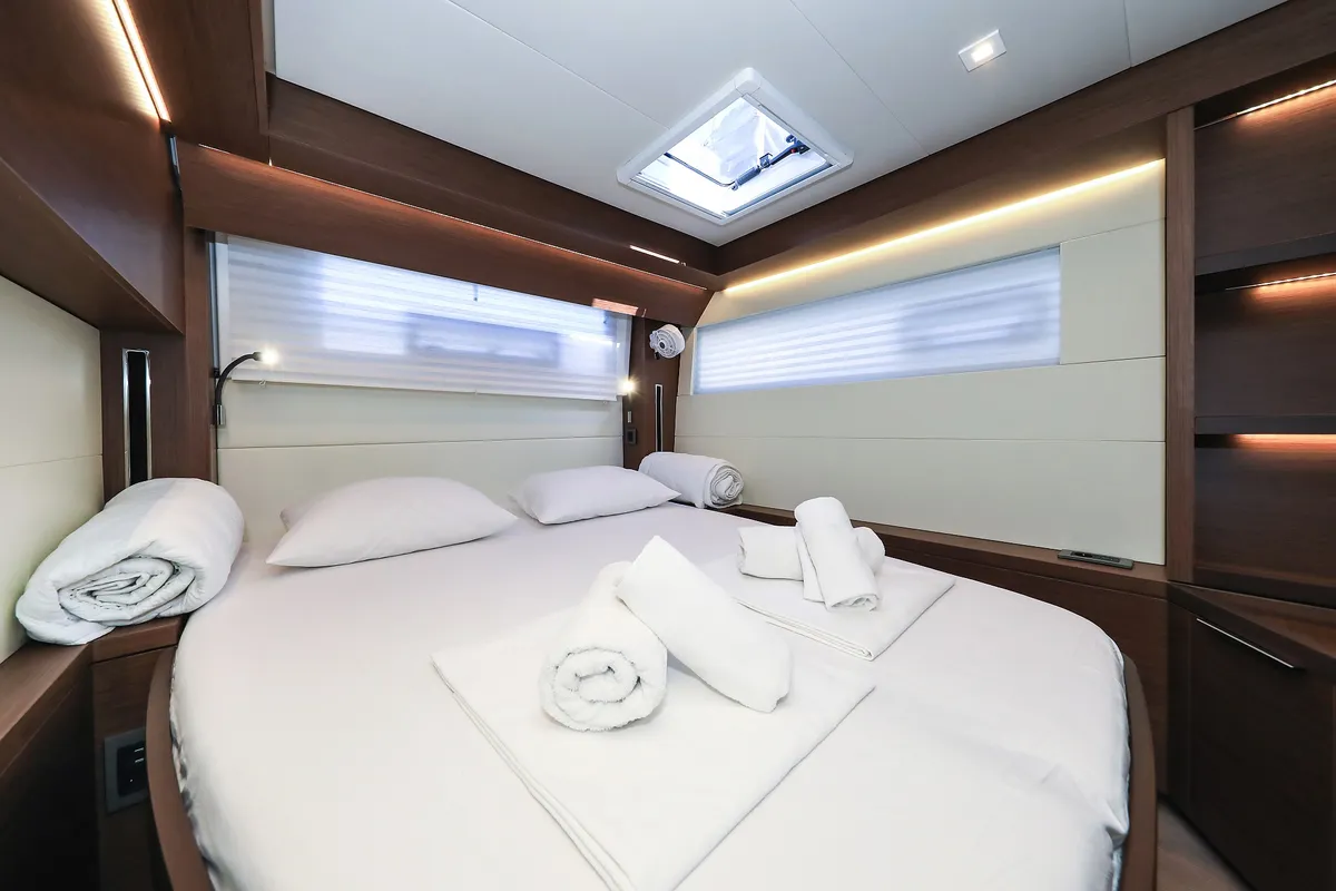 Cabin on Lux, a Lagoon 50 catamaran at Sukošan, Croatia