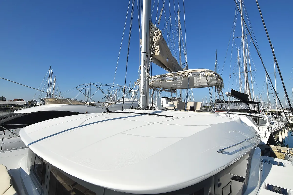 Exterior view of Lux, a Lagoon 50 catamaran at Sukošan, Croatia