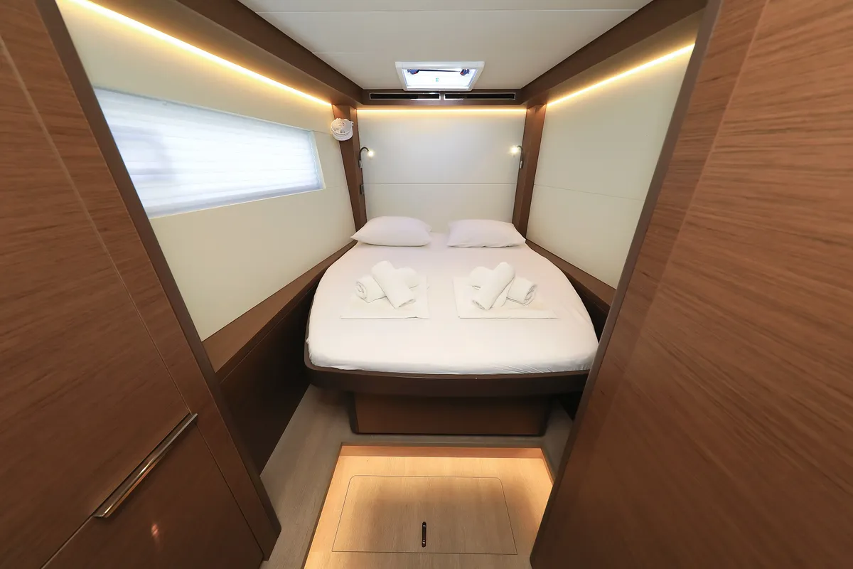 Cabin on Lux, a Lagoon 50 catamaran at Sukošan, Croatia