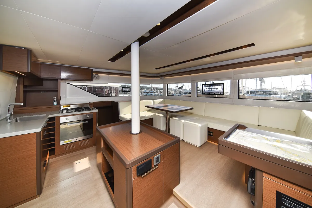 Salon of Lux, a Lagoon 50 catamaran at Sukošan, Croatia