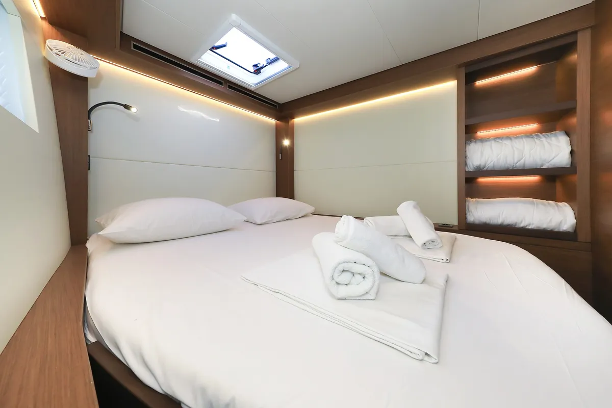 Cabin on Lux, a Lagoon 50 catamaran at Sukošan, Croatia