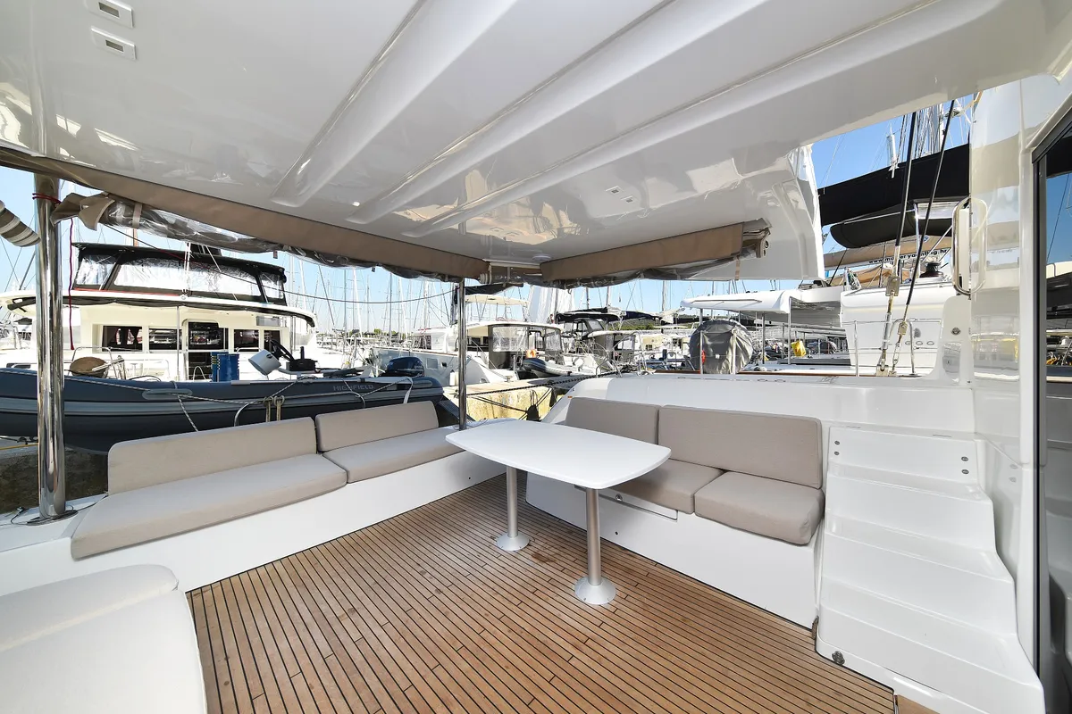 Deck of Lux, a Lagoon 50 catamaran at Sukošan, Croatia