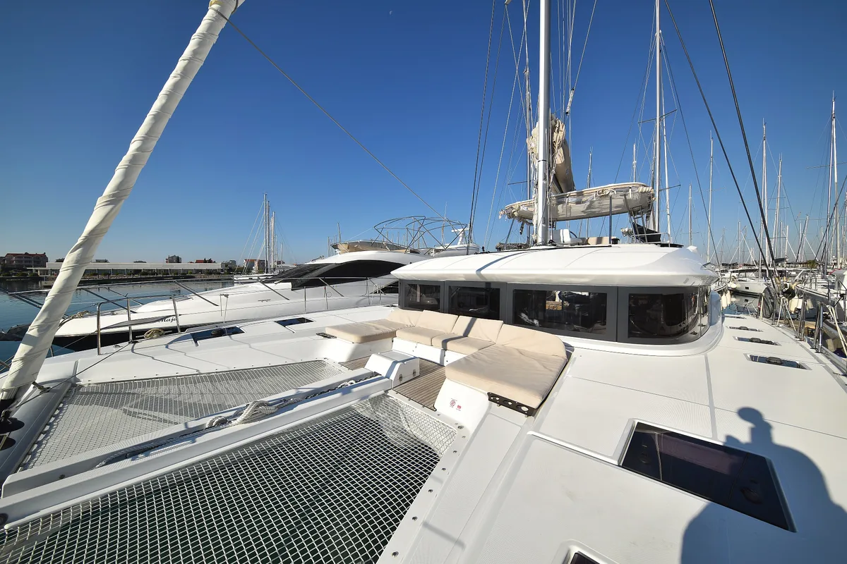 Deck of Lux, a Lagoon 50 catamaran at Sukošan, Croatia