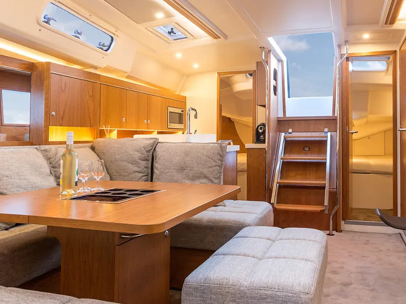 Salon of Hanse 455, a sailboat at Athens, Greece