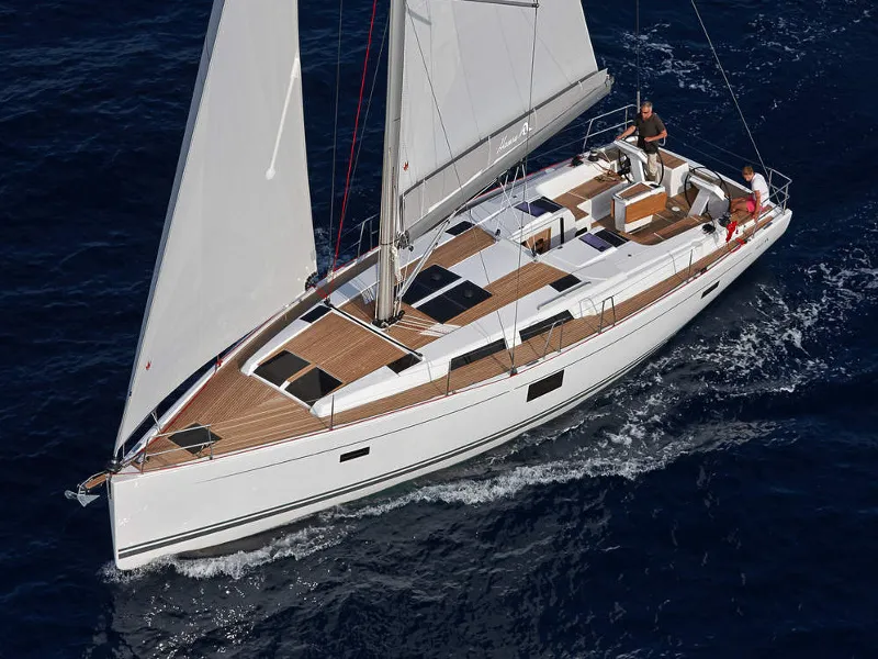 Exterior view of Hanse 455, a sailboat at Athens, Greece