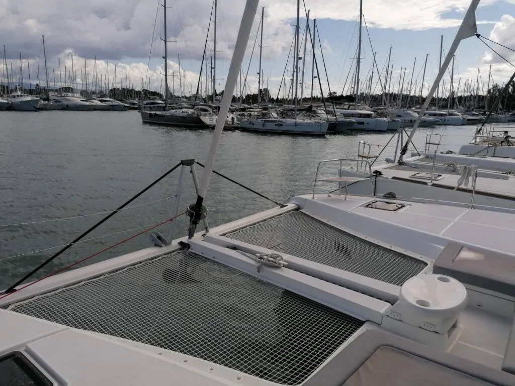 Deck of Achilles, a Lagoon 46 catamaran at Kontokali, Greece
