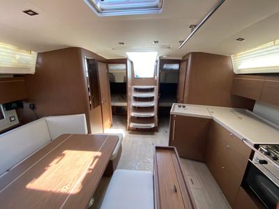 Salon of Dream Team, a Beneteau Oceanis 46.1 sailboat at Ibiza, Spain