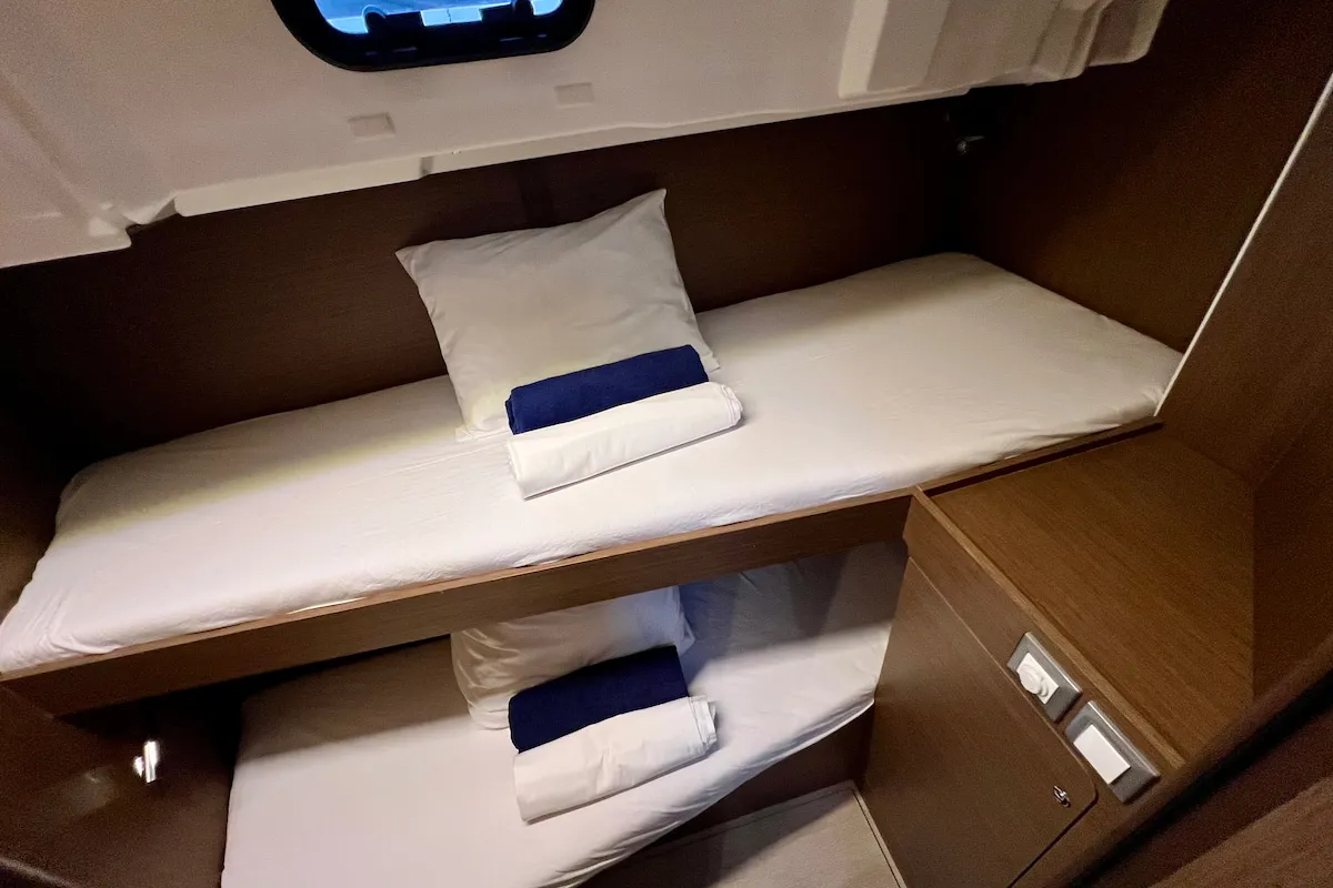 Cabin on Dream Team, a Beneteau Oceanis 46.1 sailboat at Ibiza, Spain