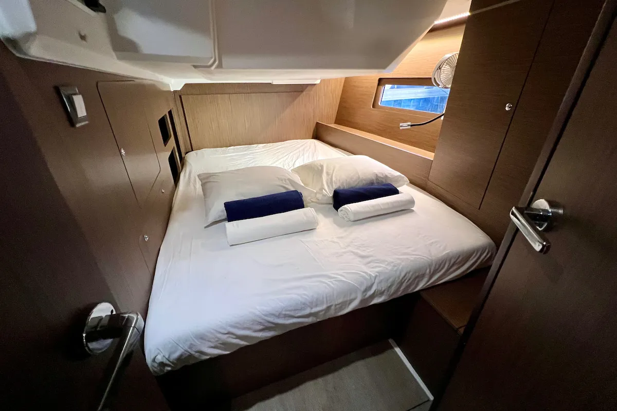 Cabin on Dream Team, a Beneteau Oceanis 46.1 sailboat at Ibiza, Spain