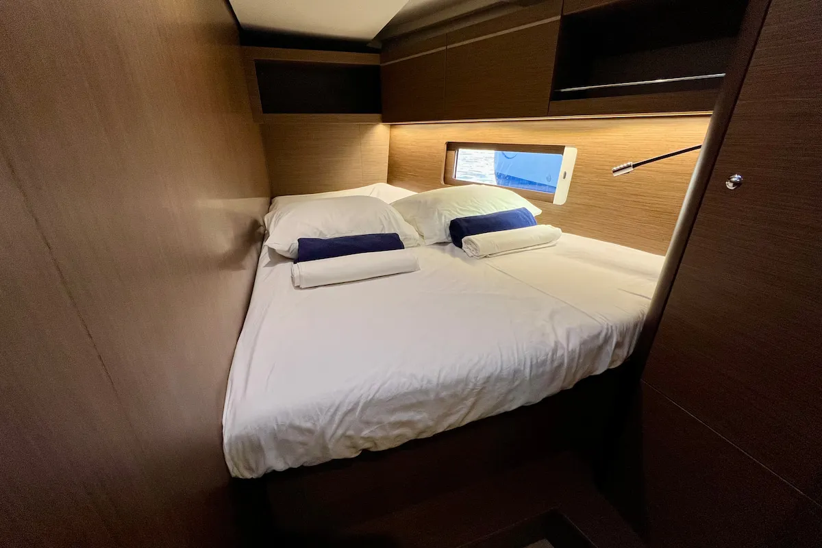 Cabin on Dream Team, a Beneteau Oceanis 46.1 sailboat at Ibiza, Spain