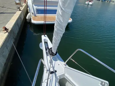 Deck of Dream Team, a Beneteau Oceanis 46.1 sailboat at Ibiza, Spain
