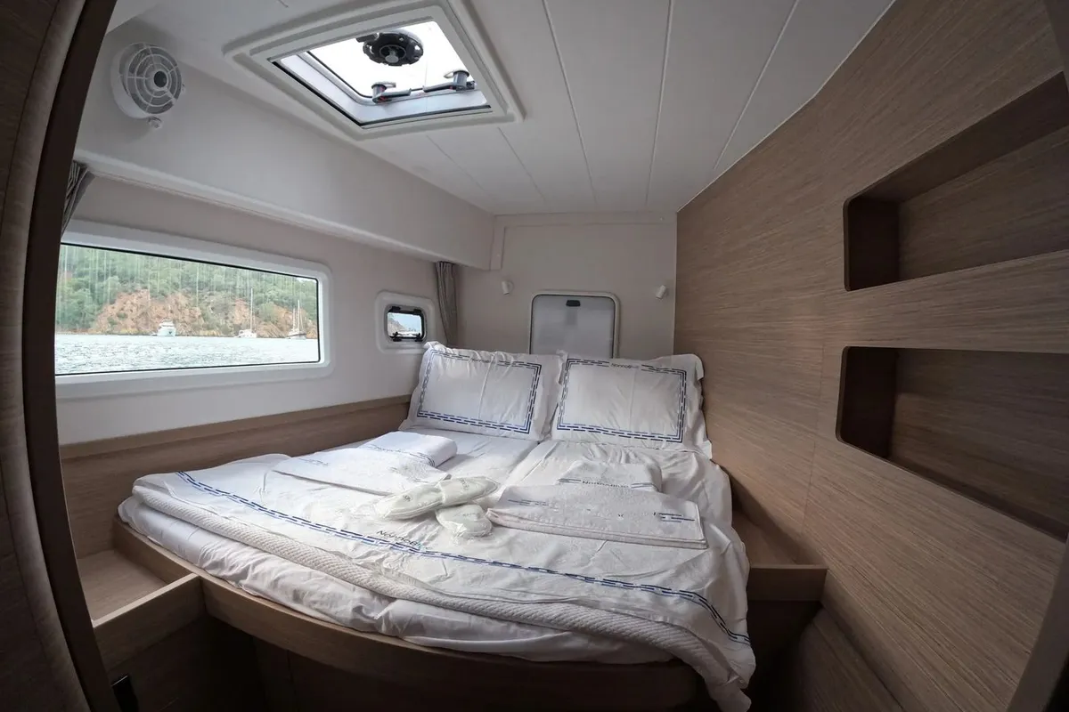 Cabin on Rena, a Lagoon 42 catamaran at Marmaris, Turkey