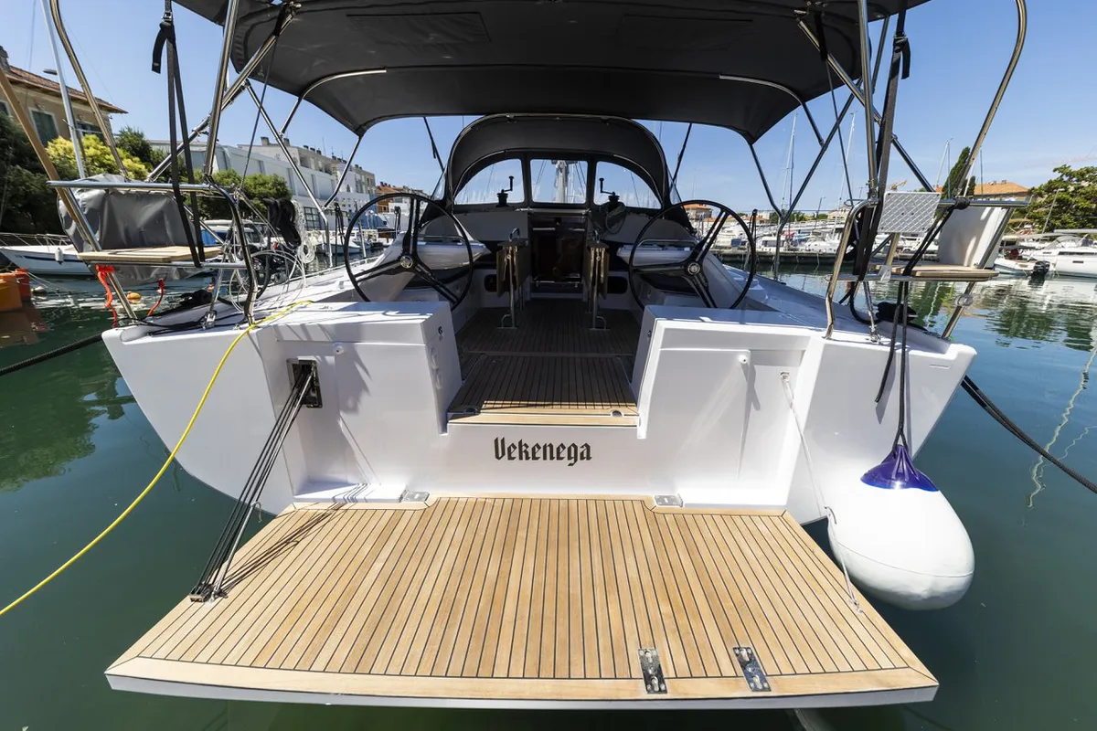 Exterior view of Vekenega, a Elan Impression 45 sailboat at Zadar, Croatia
