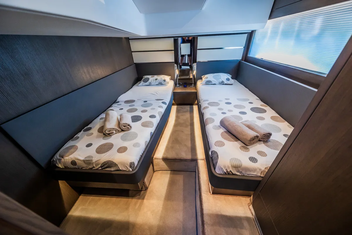 Cabin on Grace II, a Sealine F430 motor yacht at Grad Kaštela, Croatia